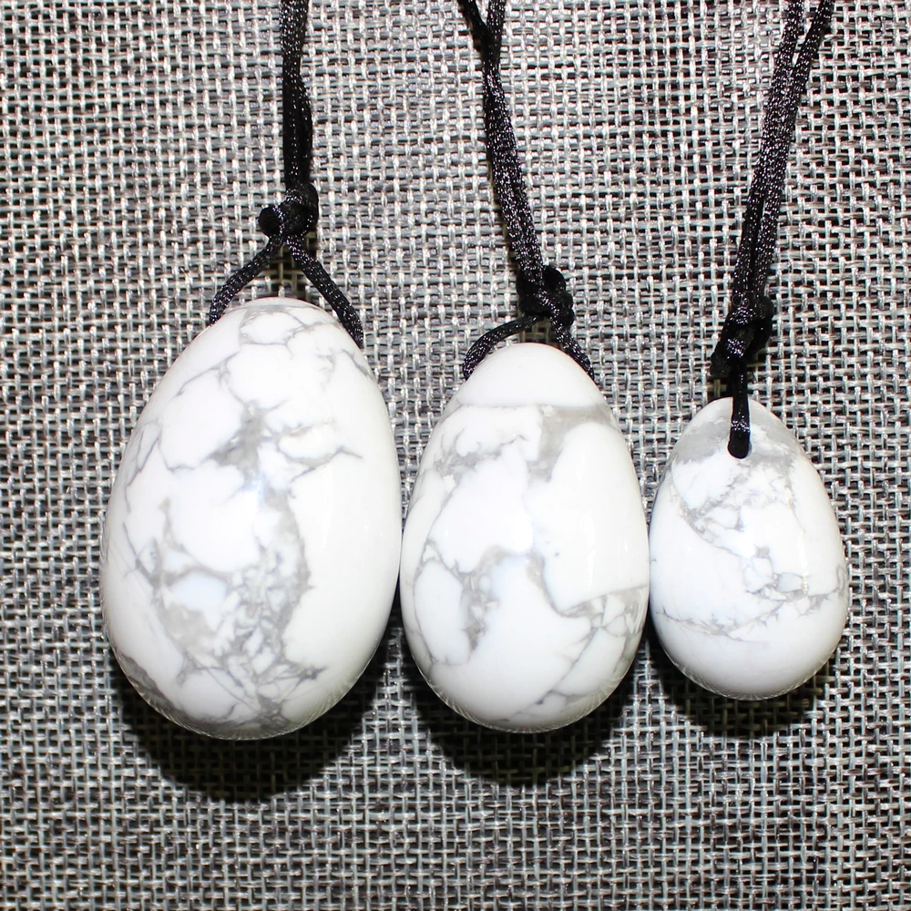 Натуральный пробуренный Белый Howlite камень Yoni яйца Бен Ва мяч для женщин Кегель