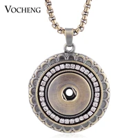 vocheng snap button bronze pendant necklace inlaid crystal 18mm interchangeable jewelry nn 474