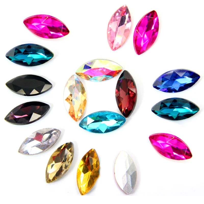 50 шт розовое стекло блестящие стразы кристаллы конские глаза остроконечные