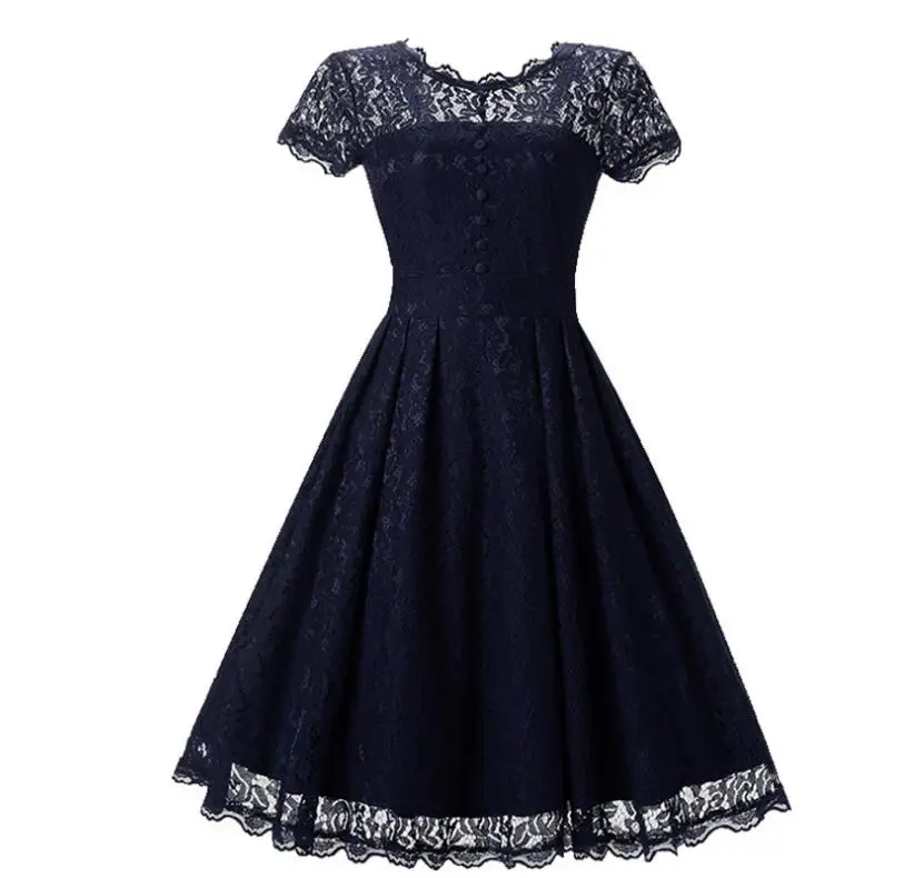 Горячая Распродажа Женское зимнее кружевное платье 2017 винтажное с круглым