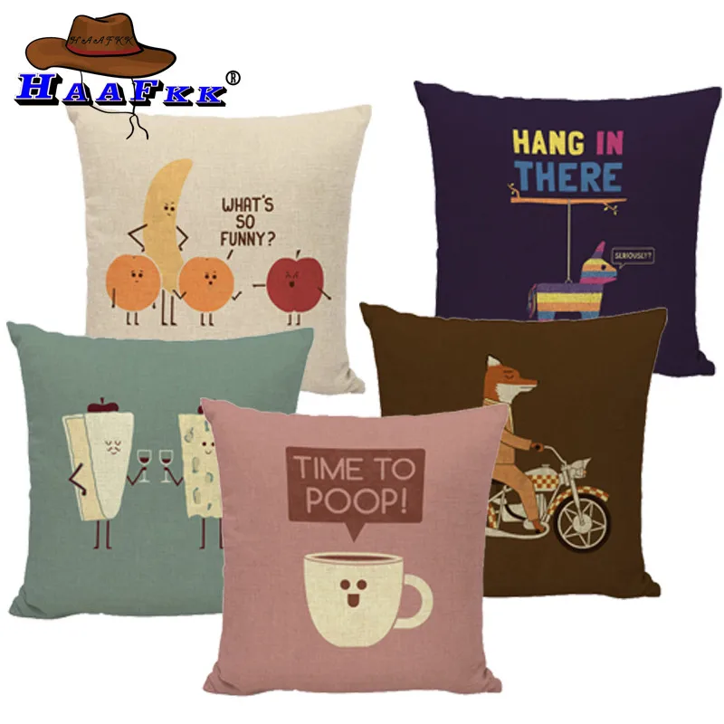 Cartoon Creative Cushion Cover Flax Cotton 30x50cm Home Sofa Decoration Pillow Office Cafe Hotel Decoration Pillow Cover Bohemia