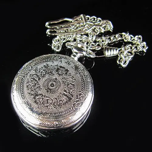 Серебристые античные мужские художественные кварцевые часы с откидной крышкой и