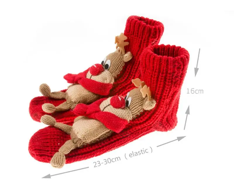 Милые рождественские носки FunPa для женщин и девочек красные шерстяные длинные