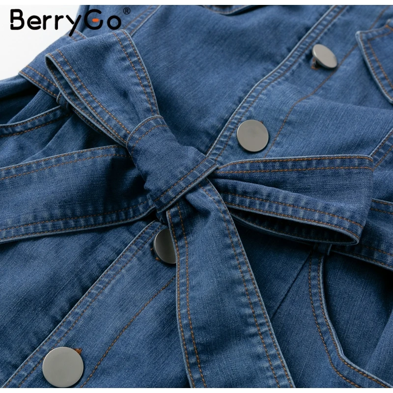 BerryGo облегающие платья, женское джинсовое платье, летнее платье, элегантные пуговицы «Русалочка» с рюшами, платья с поясом, сексуальная уличная одежда, джинсовое платье