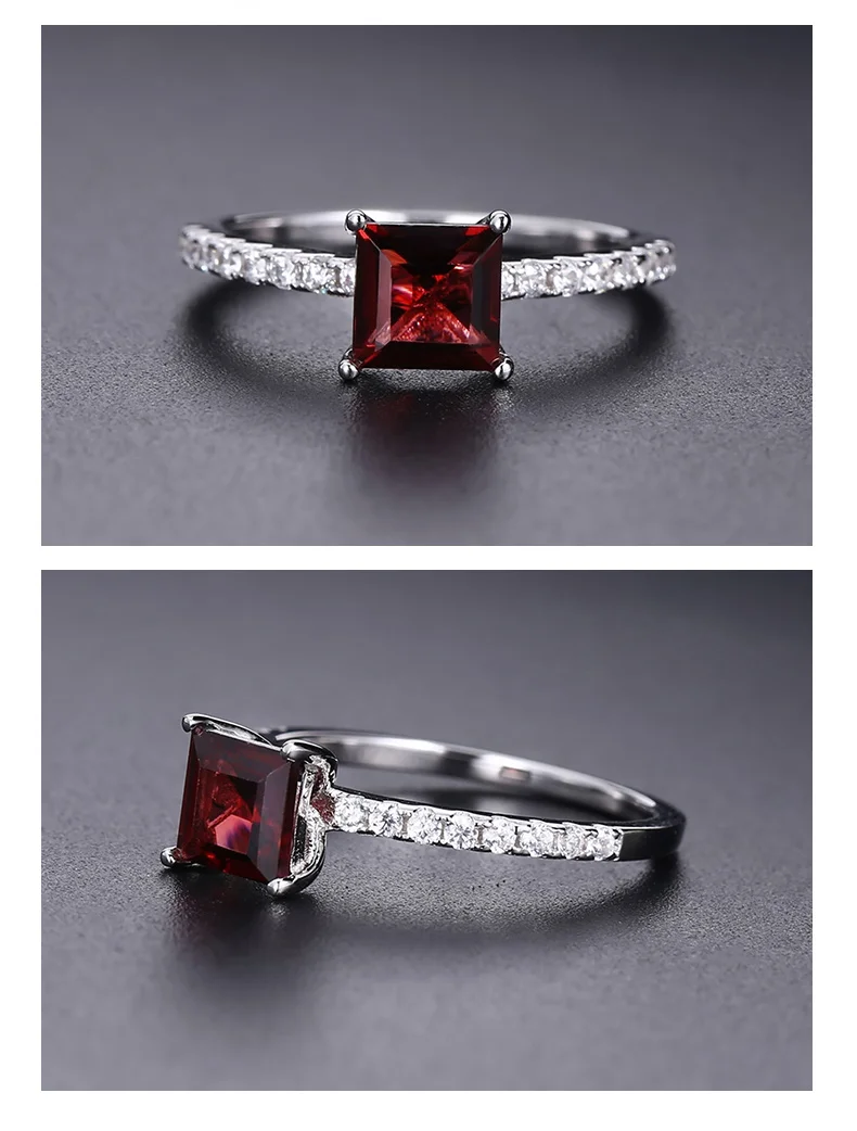 Gem's Ballet 1.45Ct натуральный красный гранат модное обручальное кольцо 925 пробы Серебряное обручальное кольцо для женщин