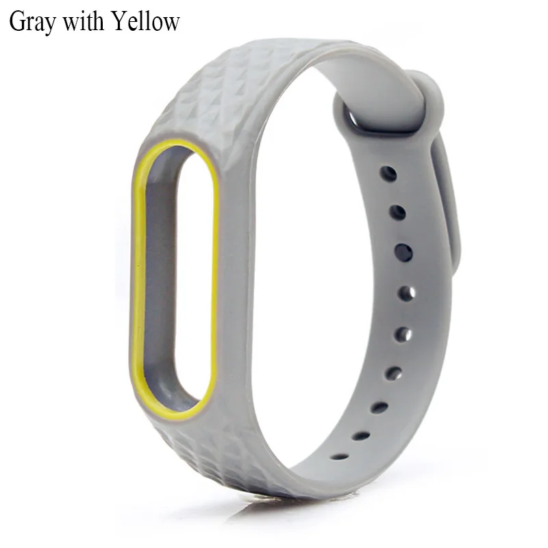 Gray with Yellow BOORUI цветной бриллиантовый браслет mi band 2, двойной цветной сменный ремешок для часов для Xiaomi mi band 2, оригинальные браслеты mi band 2 - Цвет: Gray with Yellow