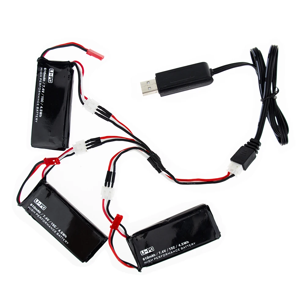 7 4 в 610 мАч lipo аккумулятор 15C 4.5Wh батареи 3 шт. и USB зарядное устройство JST разъем для