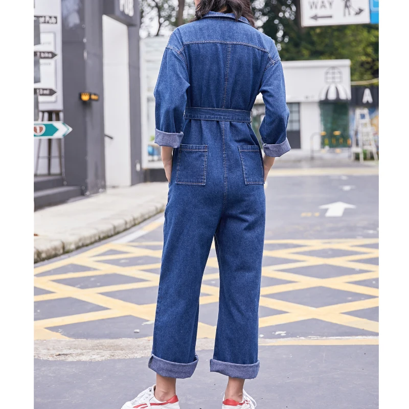 Женский джинсовый комбинезон-карго с длинным рукавом Осенний комбинезон