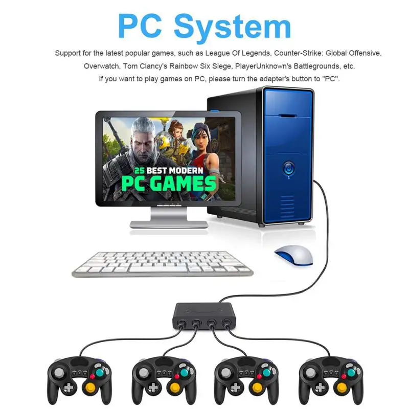 4 порта аксессуары для компьютерных игр игровых контроллеров Cube GC USB адаптер