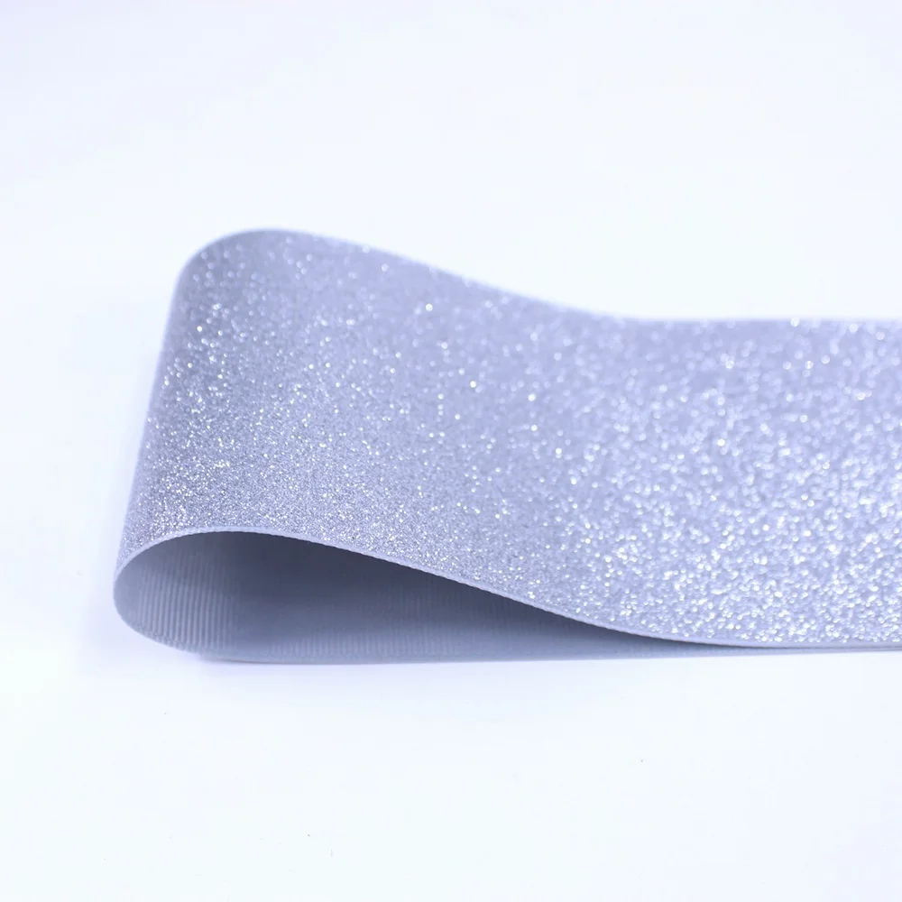silver glitter Новые однотонные блестящие 10y/лот " 75 мм цветной глиттер печатная корсажная лента с блестками однотонная Блестящая лента пробки для бутылок - Цвет: silver glitter