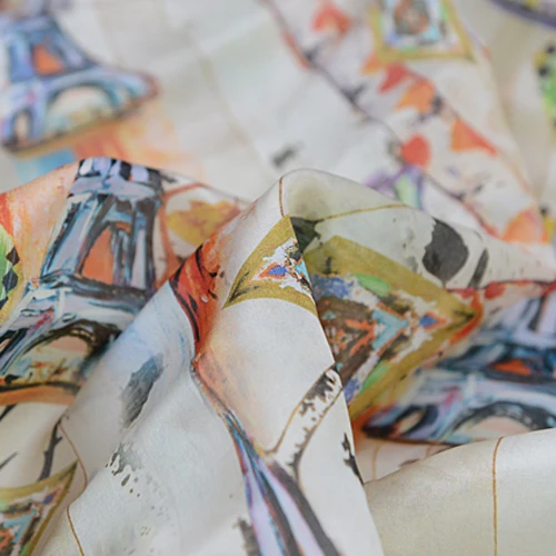 Красочный мультяшный мир граффити чистый шелк шелковая ткань органза 14momme 55