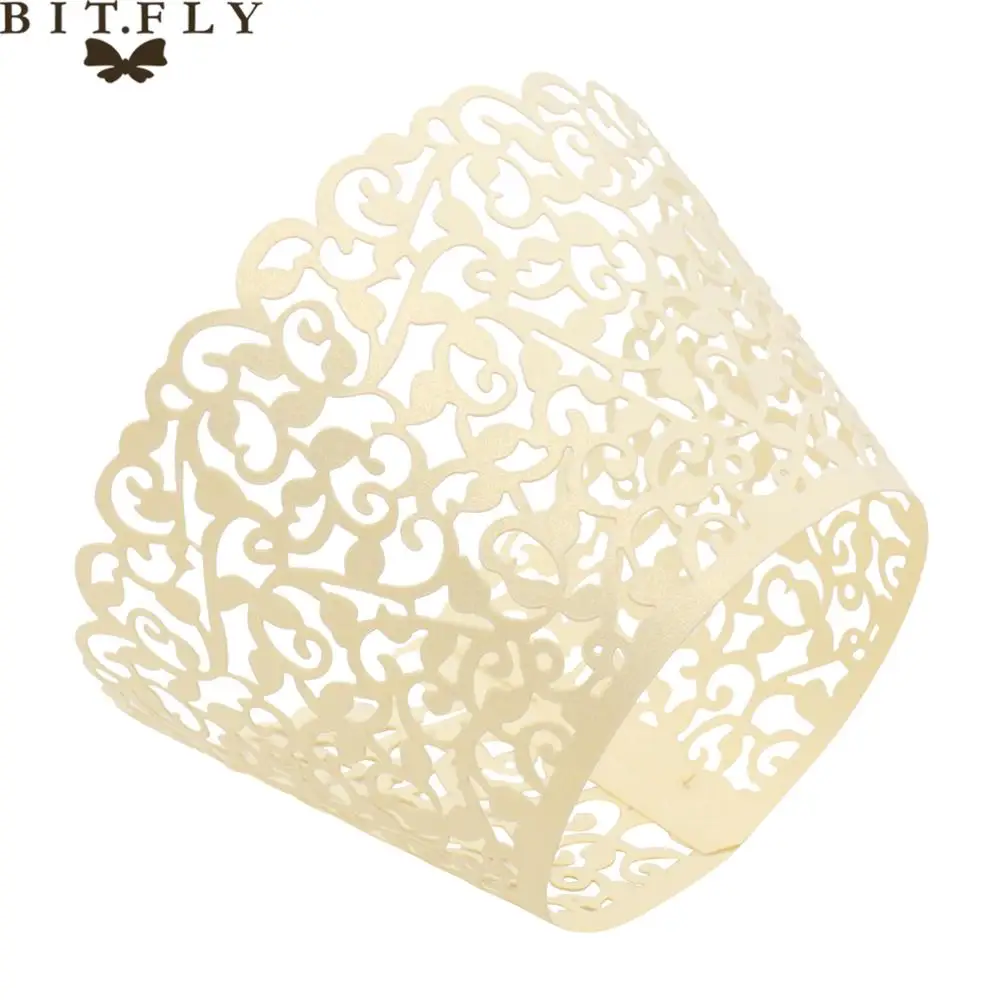 Новые Лучшие 100 шт. маленькая лоза кружевная лазерная резка обертка для кексов
