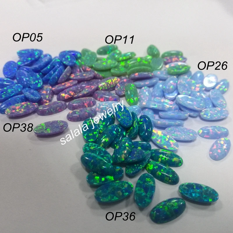 

100pcs/lot Free Shipping 5x10mm Synthetic Oval Flat Bottom Opal Stone , Oval Cabochon Opal Stone Price