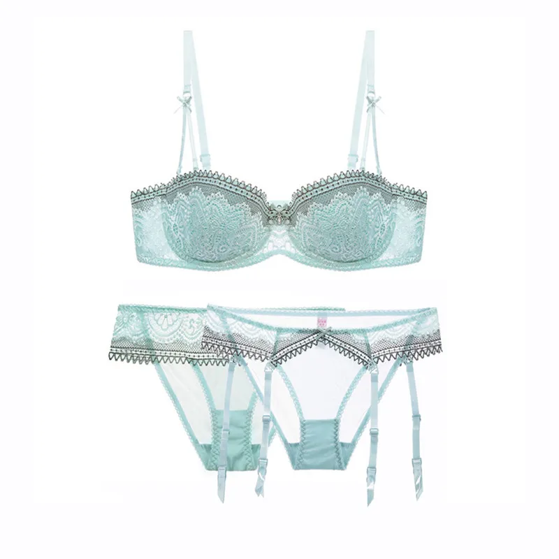 Комплект нижнего белья из кружевного бюстгальтера и трусов 4 шт./лот|Комплекты