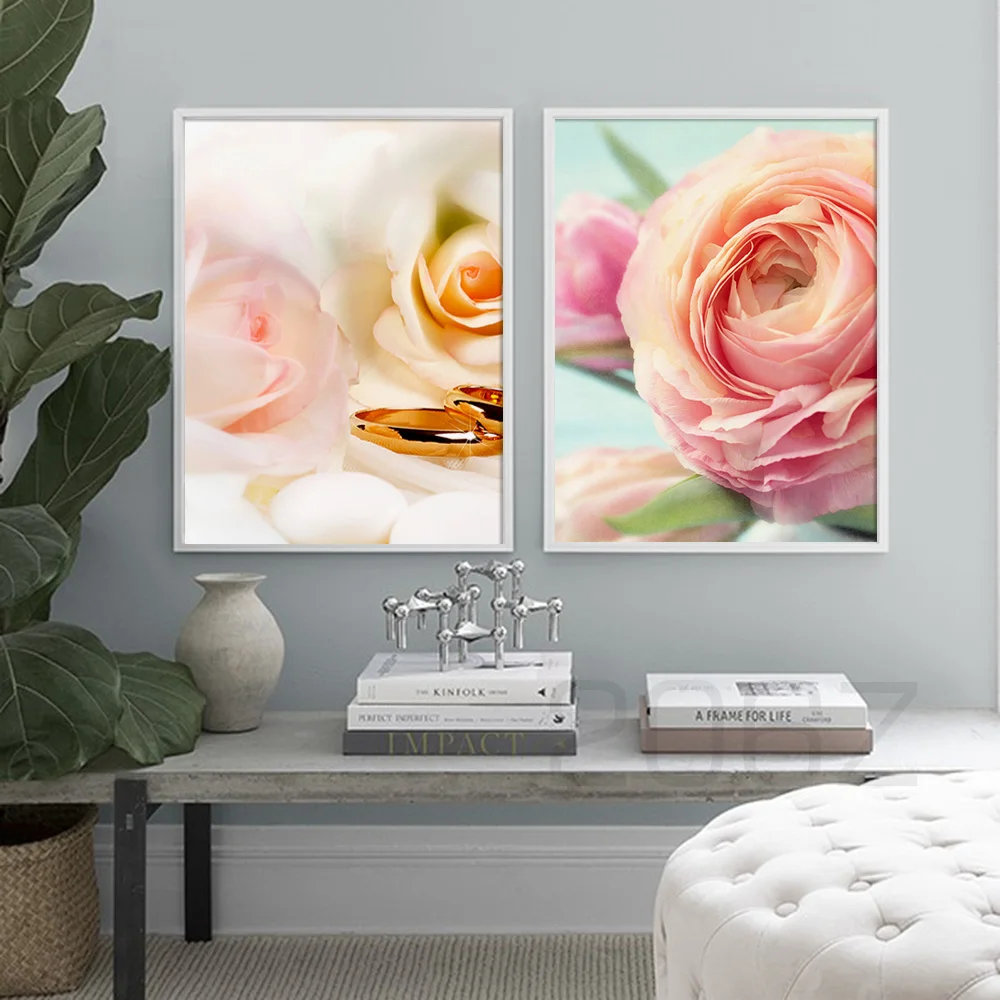 Розовый цветок пион любовь Цитата скандинавские постеры и принты настенная