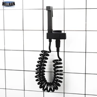matte black square toilet bidet sprayer kit wall mounted bathroom brass bidet faucet with bracket 1 5 3 meter shower hose