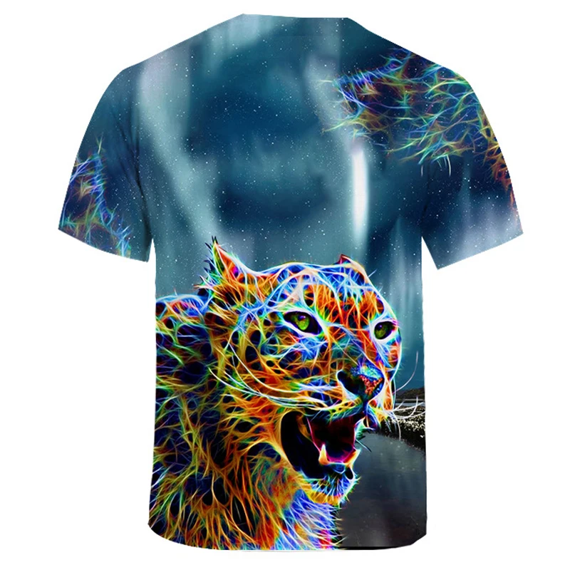 Hip Hop Animal T Shirt Men Women 3d Leopard Print T-shirts Crew Neck Undershirt Funny Couple's Brand Clothing Dropship | Мужская