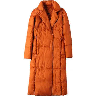 Новинка Однотонный женский пуховик Женское зимнее длинное пальто с наполнителем