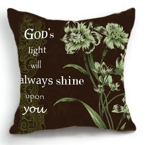 quote God with you cushion cover vintage flowers cotton linen 45x45cm pillow cases without filling home decor | Дом и сад