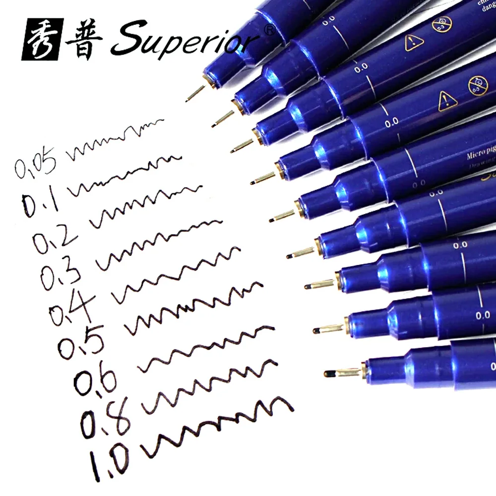 10 шт./лот черная ручка с тонкими линиями Micron водонепроницаемая для рисования