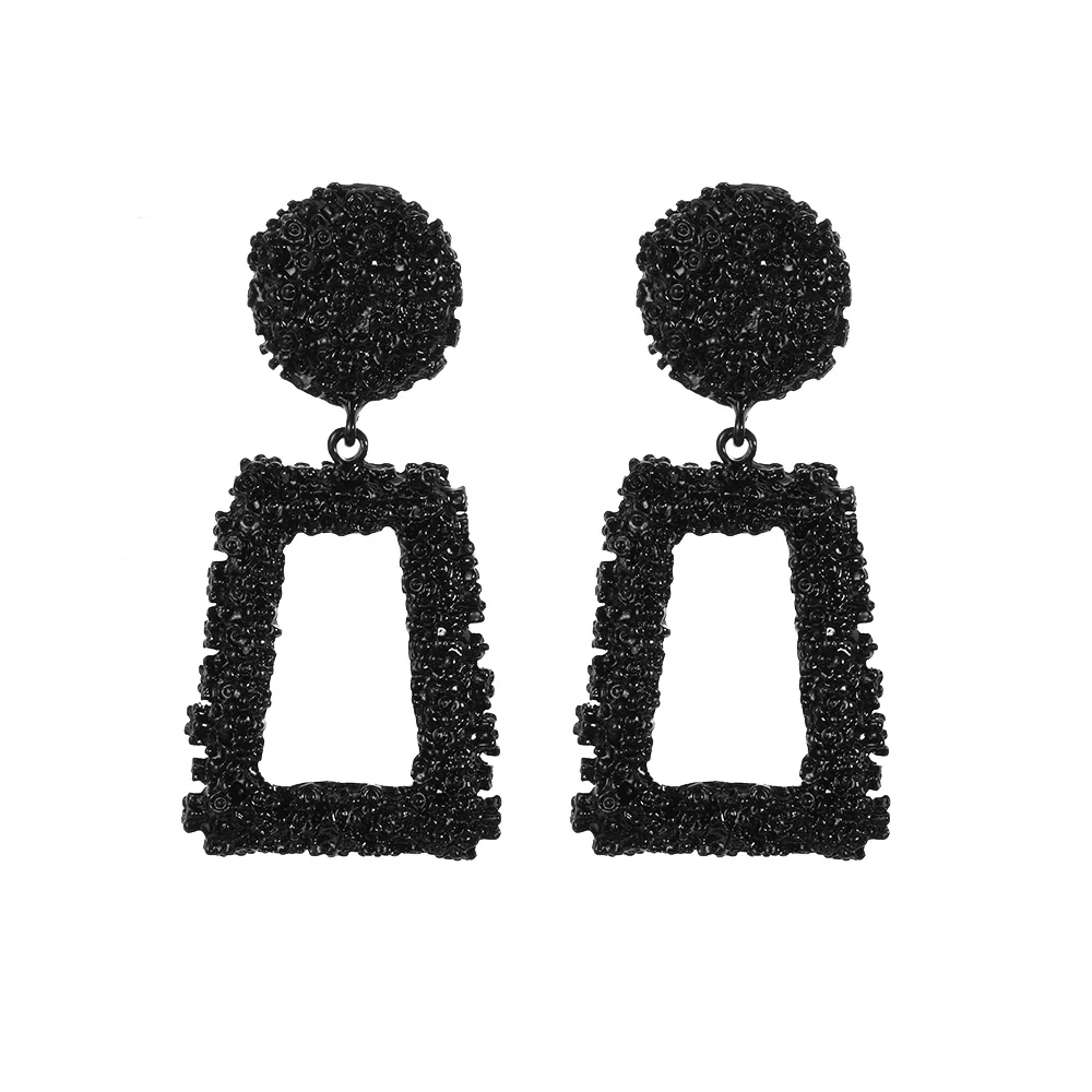 Black Earrings 1 пара, модные панк готические золотые металлические Висячие серьги для женщин, массивные ювелирные изделия, геометрические большие висячие серьги, хороший подарок - Окраска металла: Black Earrings