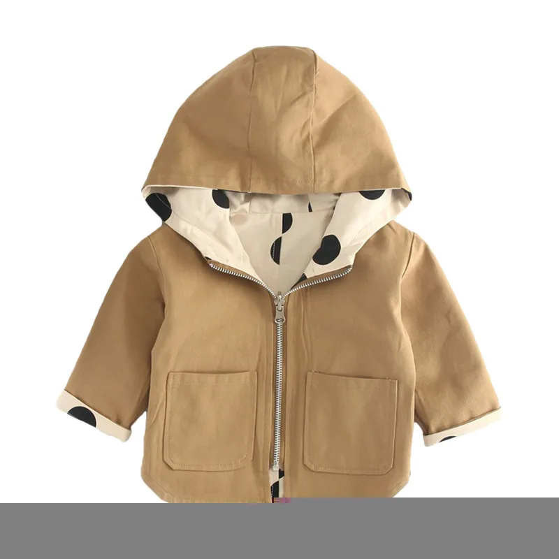 Детская куртка ветровка с двусторонней стороны Осенний плащ для маленьких