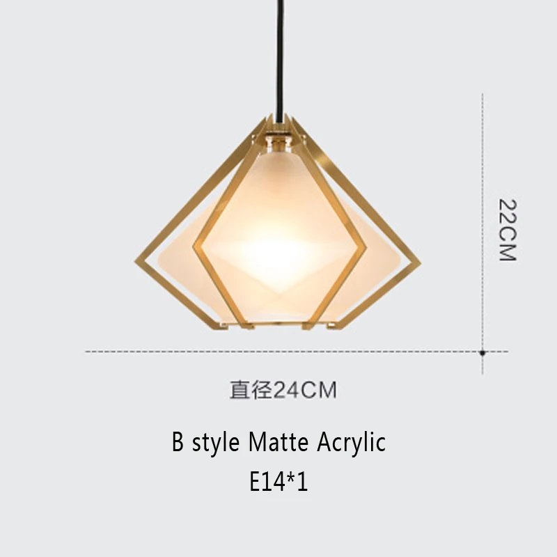 B Matte Acrylic Современные подвесные лампы в скандинавском стиле из металла и акрила, подвесные светильники с абажуром, кухонная Подвесная лампа E14, освещение - Цвет корпуса: B Matte Acrylic
