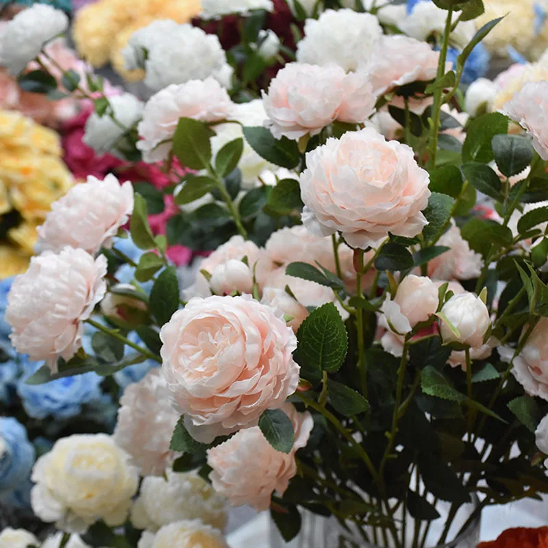 Новинка Европейский стиль Искусственный Пион 3 головки домашний Шелковый цветок