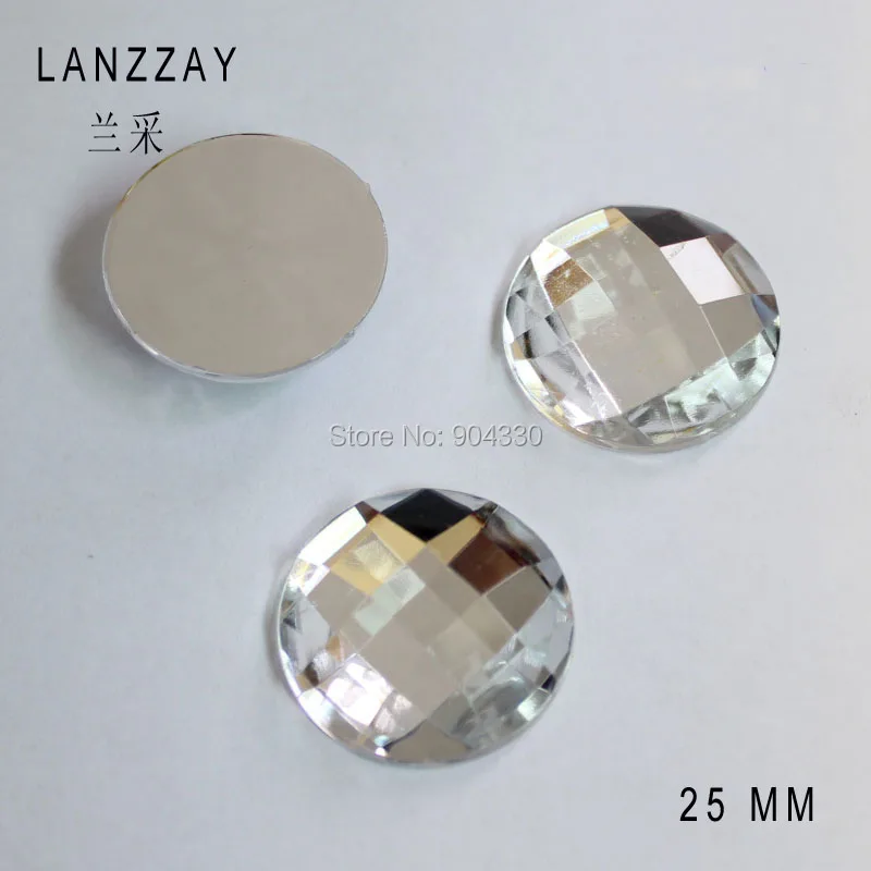 Бесплатная доставка lanzzay 50 шт. прозрачные 25 мм круглые плоские снизу горный
