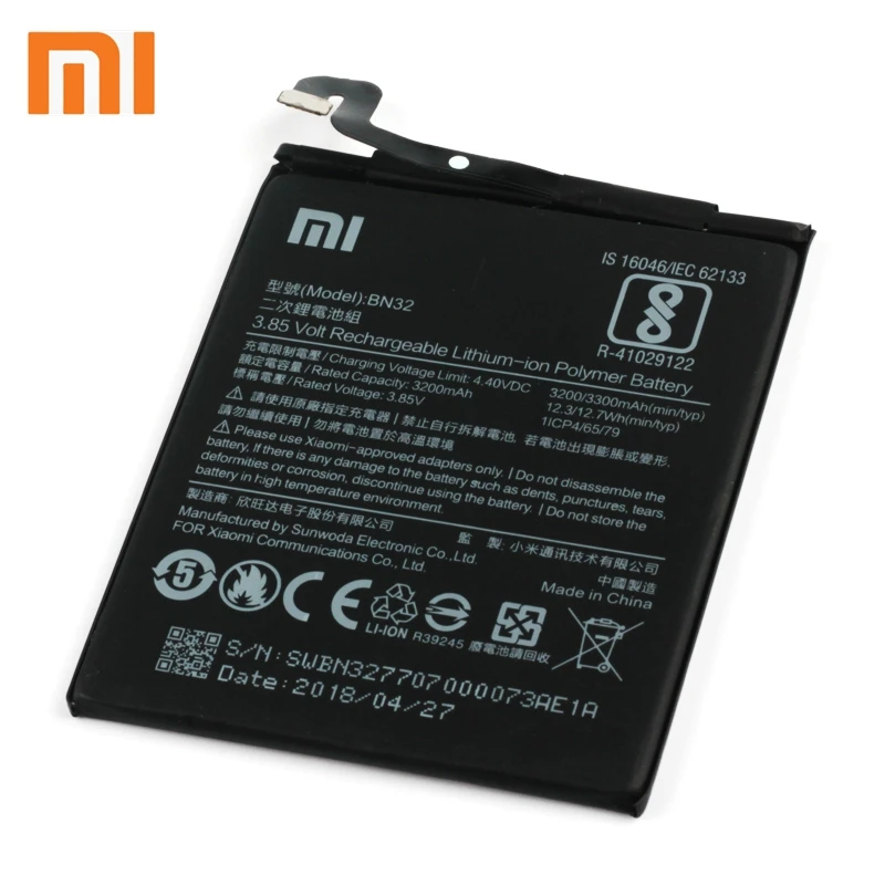 Аккумулятор Xiao Mi BN32 для телефона 3300 мАч оригинальный сменный аккумулятор +
