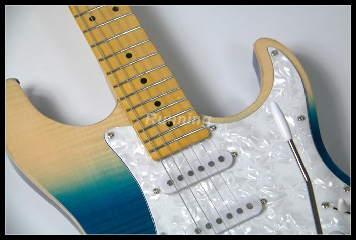 Горячая продажа многоцветная отделка клен Топ электрогитара ssh пикапы Хромовая