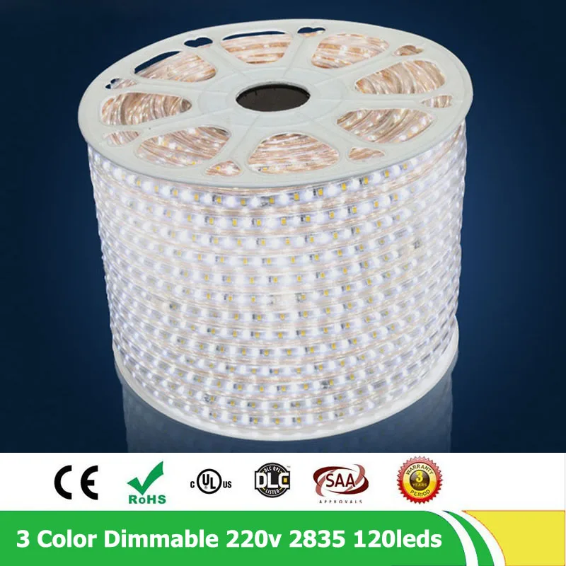50 м/лот затемнения двойной цвет светодиодный ленты SMD 2835 120 s/m 220 В гибкий свет