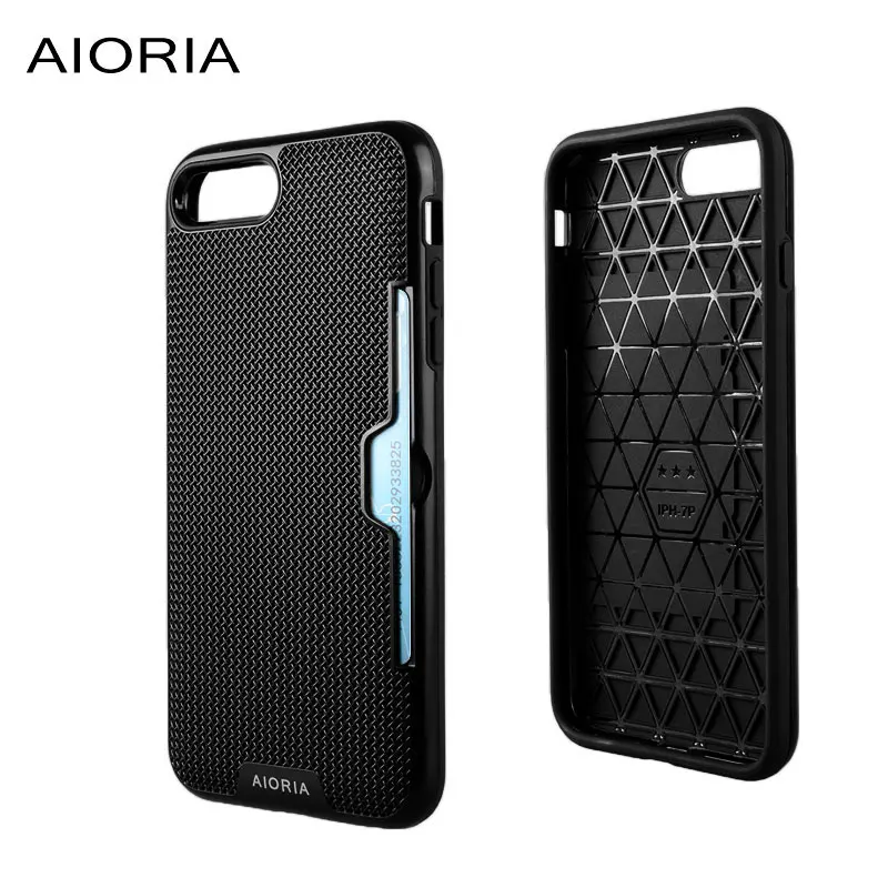 Ударопрочный чехол AIORIA для iPhone 7 Plus с отделениями кредитных карт дизайн текстиль