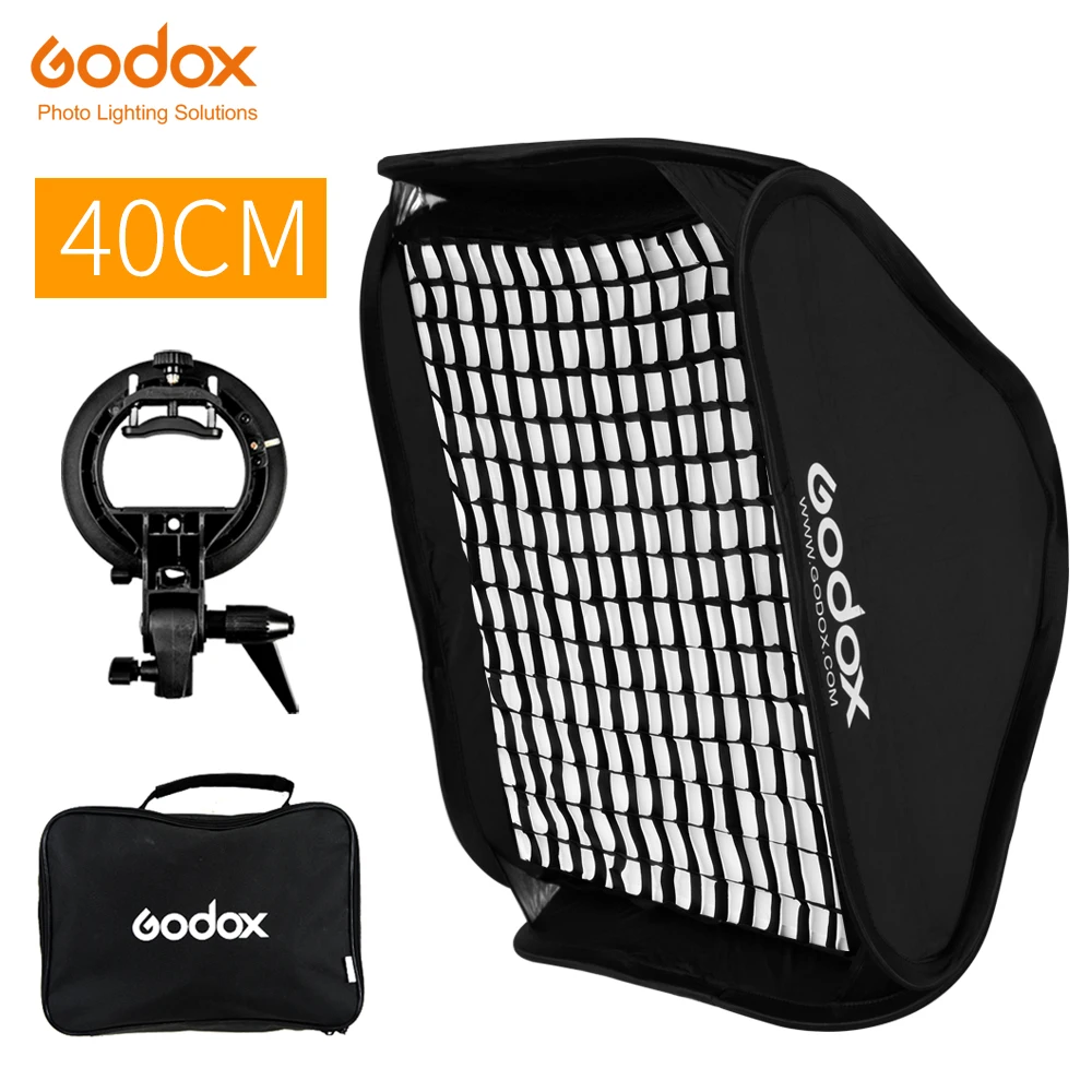 Регулируемый софтбокс Godox 40x40 см с креплением Bowens s-образная Скоба + комплект в