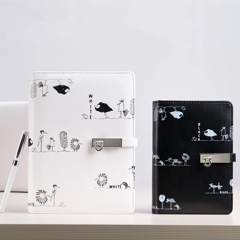 Новый милый черный/белый блокнот 2017 планировщик кожаный личный дневник модный