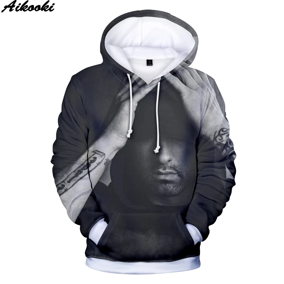 Aikooki Hot Sale EMINEM 3D Hoodies Men/Women Fashion Casual Hip Hop Hoodie Print Men's Sweatshirts | Мужская одежда