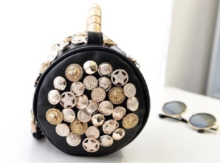 Горный хрусталь череп кнопки Подушка ковша PU сумочка женская сумка цепи клатчем