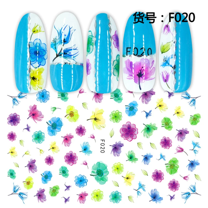 1 шт. 3D слайдер для ногтей красочные цветочные наклейки мечта Лето прозрачные