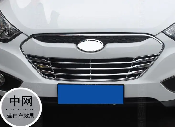 Для hyundai Tuson IX35 Tucson 2010 2011 2012 2013 ABS Хромированная передняя решетка Центр Гриль накладка