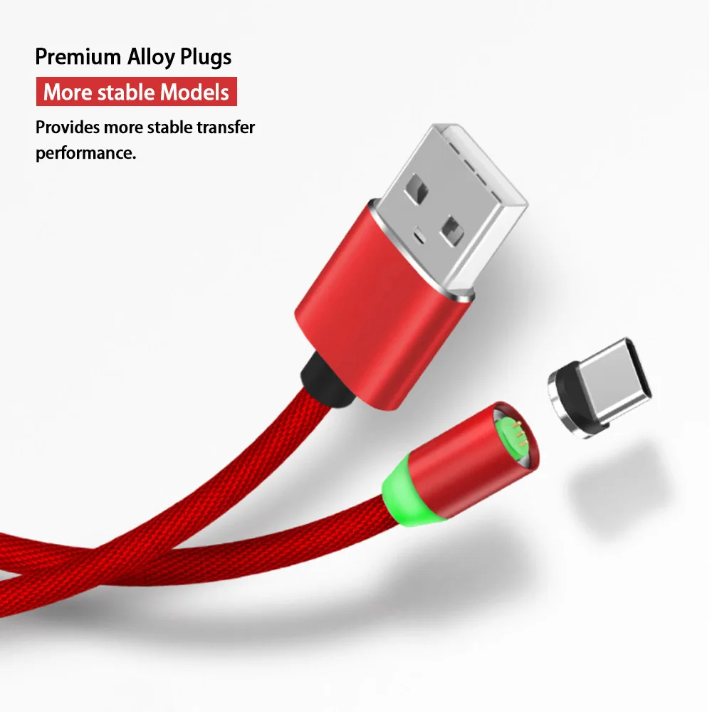 3 в 1 360 градусов 2.4A быстрая Магнитная Зарядка USB прочный нейлоновый тканевый