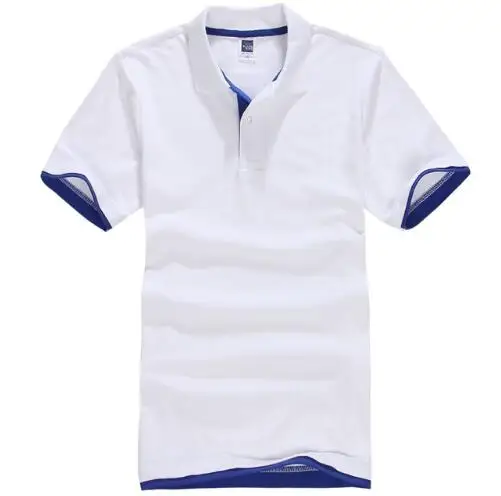 White and blue Футболка мужская новая хлопковая футболка с коротким рукавом мужская повседневная Уличная летняя футболка топы мужская деловая футболка для гольфа белая одежда - Цвет: White and blue