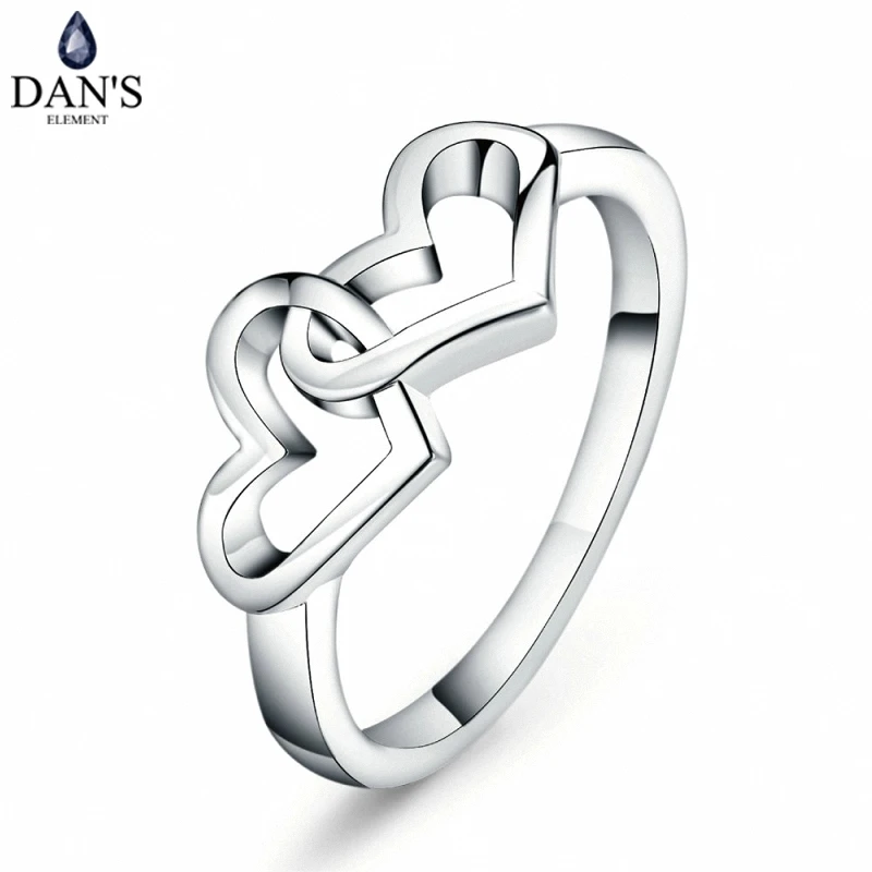 Кольцо DAN'S ELEMENT женское с сердцем к сердцу белого и золотого цвета DER215 |