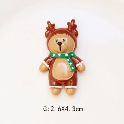 5 шт. полимерные Стразы плоские с оборота кабошон Kawaii с рисунком рождественского медвежонка с плоской задней частью кабошоны из смолы для телефона бантики "сделай сам" Скрапбукинг ремесла - Цвет: G