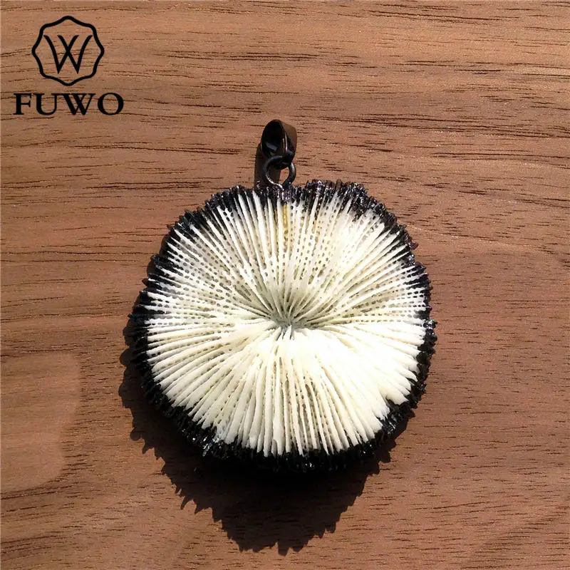 Женские Подвески из натурального кораллового пистолета FUWO Черные с покрытием