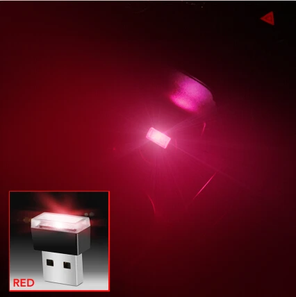 Красный Автомобильный USB светодиодный декоративный светильник для renault duster kia Rio lada vesta opel mokka chevrolet aveo vw golf 4 7 volvo - Название цвета: Красный