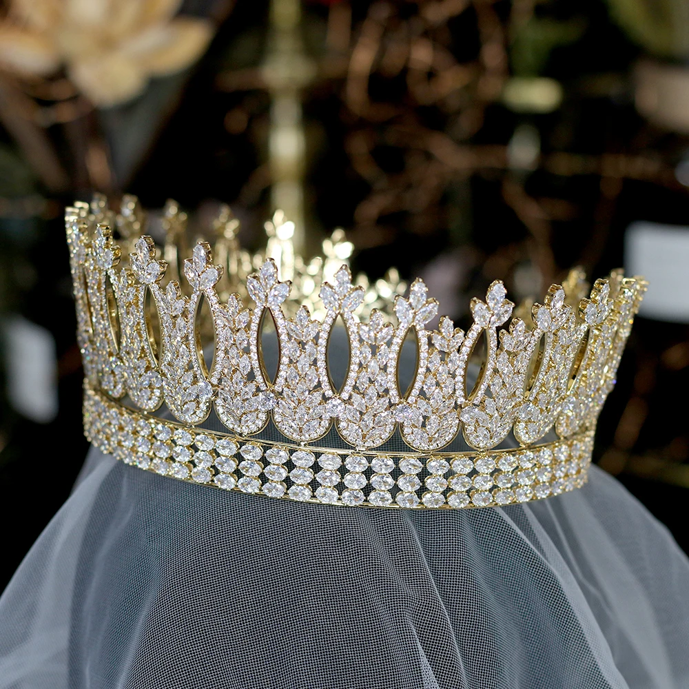 nuevo lujo princesa de oro joyeria de la Кабеза y gran Корона диадема boda accesorios пункт Эль Кабельо accesorios de la Сина