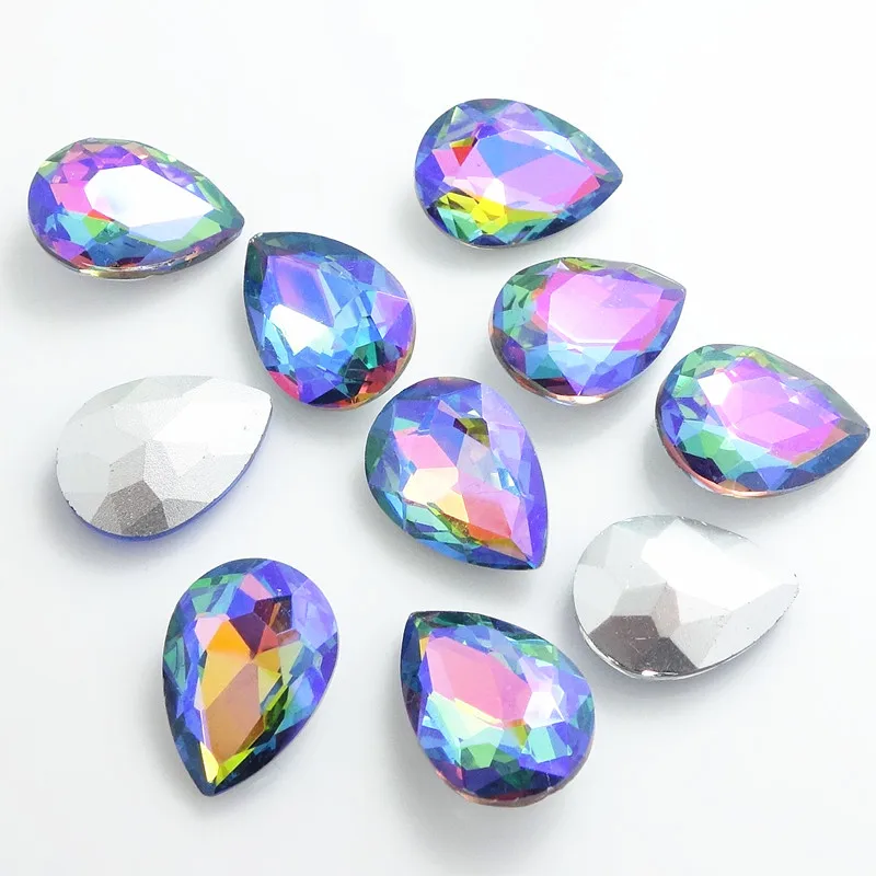 Multicolored AB Цвета AB, 15 шт, с украшением в виде кристаллов Стекло Стразы слеза граненые бусины 10X14 мм - Цвет: Multicolored AB