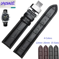 uyogn high quality butterfly buckle strap 12mm14mm16mm18mm20mm22mm24mm leather bracelet ladies and mens watch belt