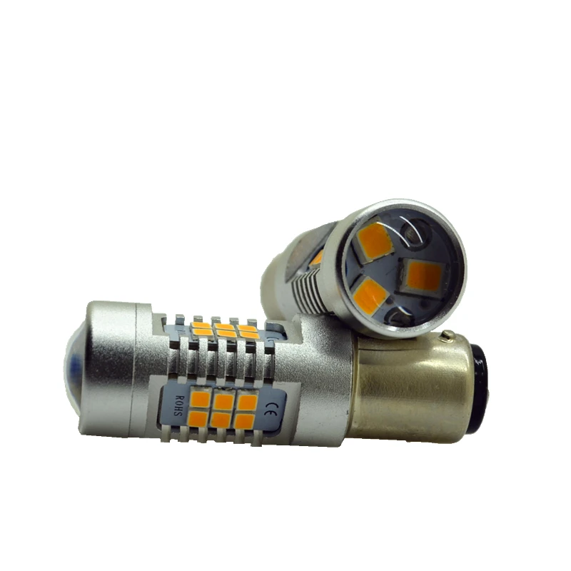 Фото 2x супер яркие S25 1156 21 SMD LED BA15S P21W автомобильные сигнальные светодиодные фонари заднего хода Белый Желтый 12В 24В авто светодиодные лампы №3