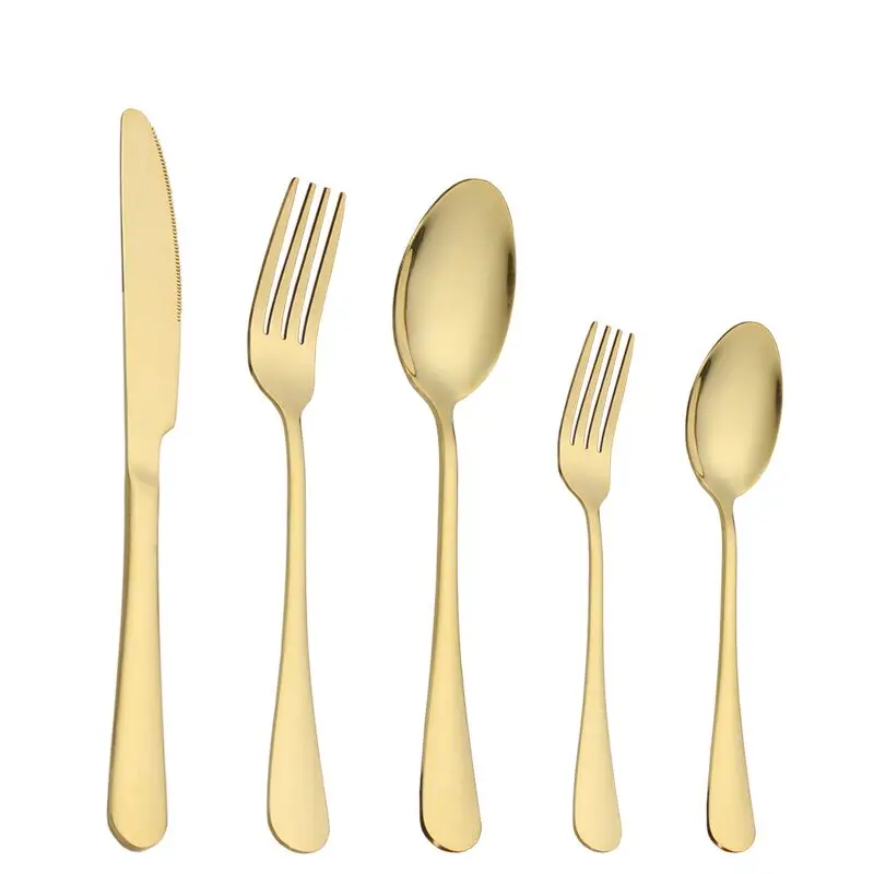 Ordinary Cutlery Set Золотой и Серебряный набор столовых приборов в стиле ретро, набор столовых приборов из 5 предметов, нож из нержавеющей стали, вилка, ложка, роскошные свадебные столовые приборы, наборы посуды - Цвет: Ordinary Cutlery Set